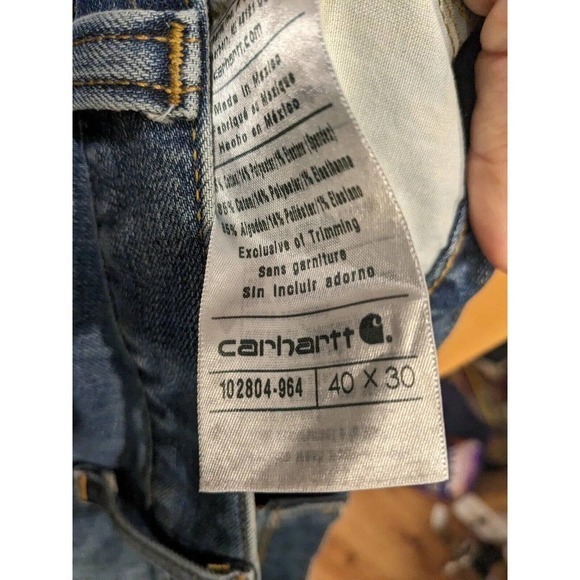Carhartt Mens Sz 40X30 Medium Blue‎ Cotton straight Leg Jeans, 102804-964 - Picture 3 of 5